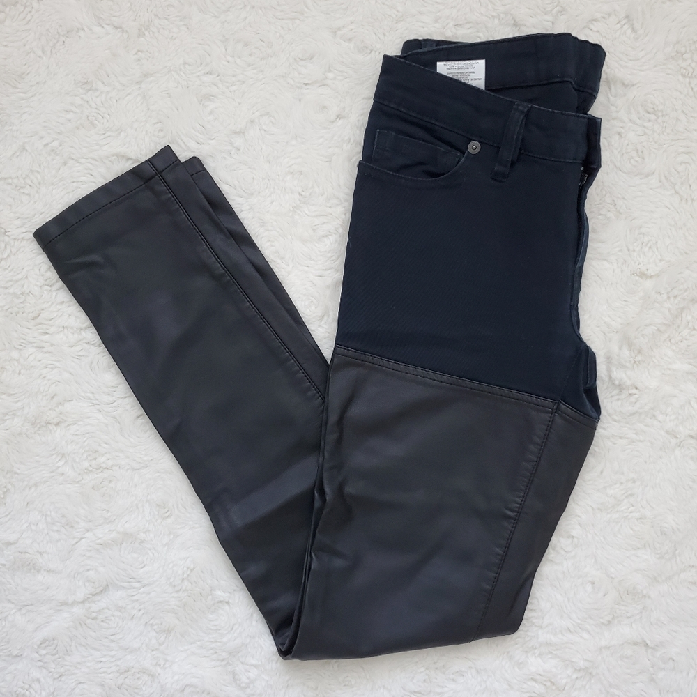 BCBGeneration Blue and Black Faux Leather Jeans - Picture 6 of 12